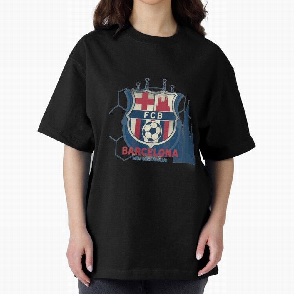 FCB Minimalist - Football Fan Design Oversized T-Shirt Discover FIFA World Cup 2026 USA Canada Mexico for Fans of Mbappe and Netherlands, Bringing Vintage Soccer Flavor, Modern Football Stars, National Flags and Final Night Emotion; Great for