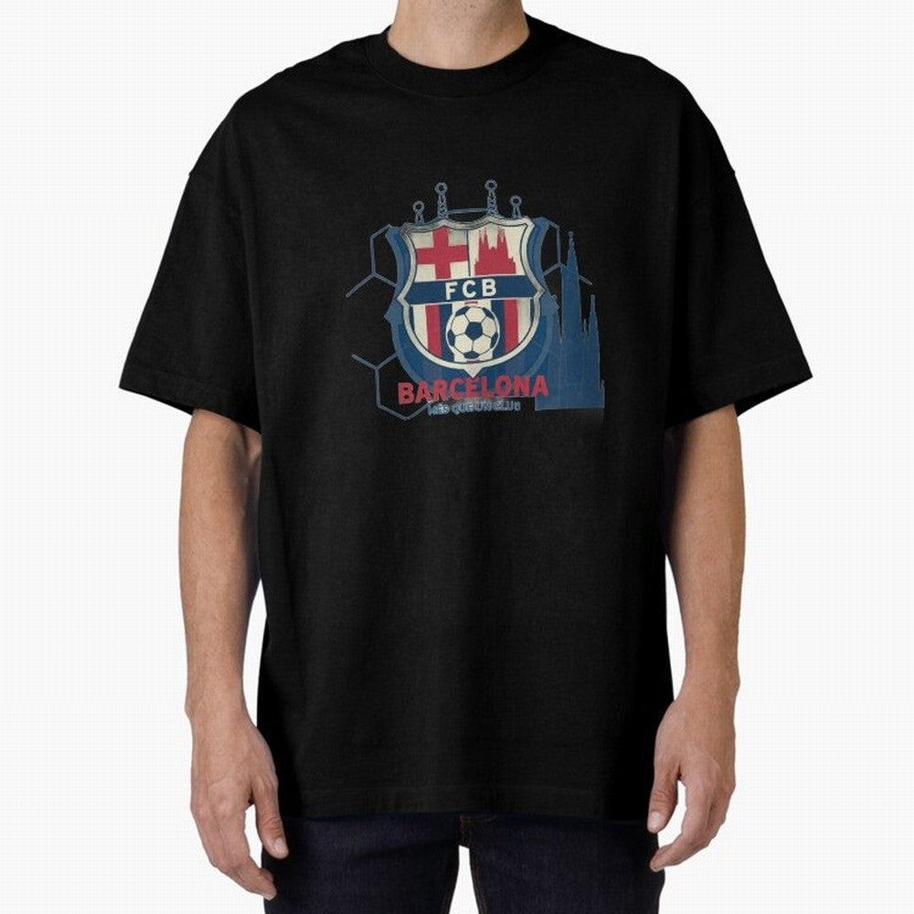 FCB Minimalist - Football Fan Design Oversized T-Shirt Discover FIFA World Cup 2026 USA Canada Mexico for Fans of Mbappe and Netherlands, Bringing Vintage Soccer Flavor, Modern Football Stars, National Flags and Final Night Emotion; Great for