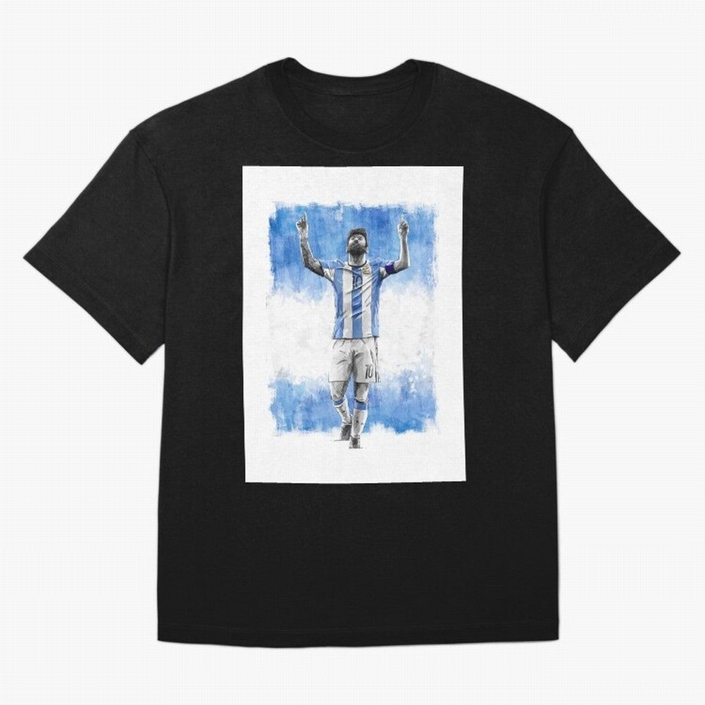 Messi Argentina Football Drawing Oversized T-Shirt Capture Stadium Memories from Match Day Hype around FIFA World Cup 2026 Group Stage, CR7, Germany, Worldwide Fan Energy, Dramatic Goals, Stadium Lights and Championship Celebrations; Perfect for