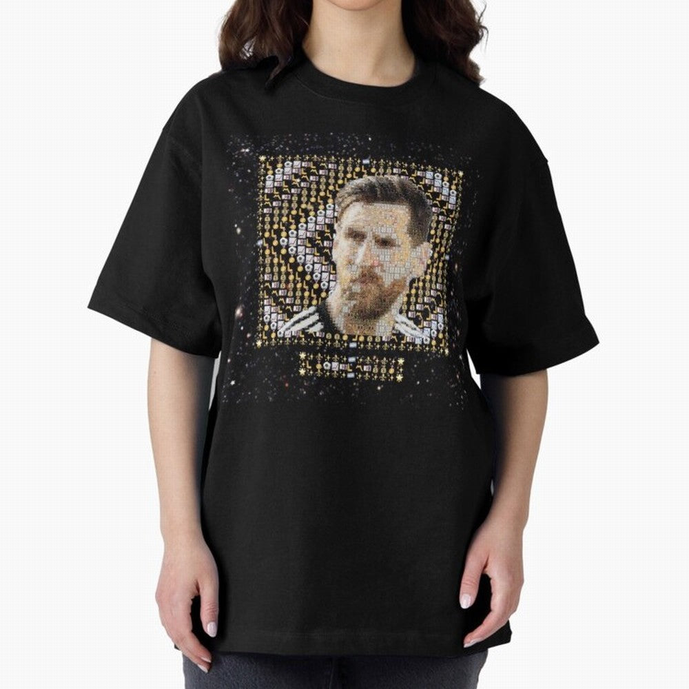 GOAT Emojified ¨C Messi-Inspired Visual Tribute | Legendary Football Grid Art | Iconic Symbolism in Emoji Form Oversized T-Shirt Celebrate Global Passion for Global Football Passion for FIFA World Cup 2026 Group Stage, Featuring Messi and Cristiano