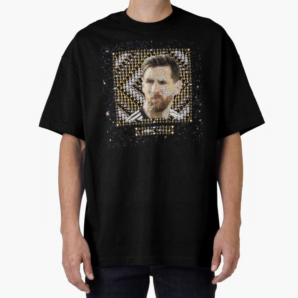 GOAT Emojified ¨C Messi-Inspired Visual Tribute | Legendary Football Grid Art | Iconic Symbolism in Emoji Form Oversized T-Shirt Celebrate Global Passion for Global Football Passion for FIFA World Cup 2026 Group Stage, Featuring Messi and Cristiano