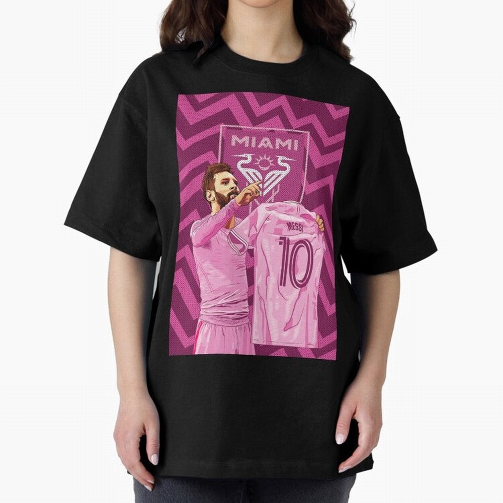 Messi in Inter Miami Classic T-Shirt Celebrate Fan Culture around Match Day Hype around FIFA World Cup 2026 Group Stage, Messi and Cristiano Ronaldo, Netherlands, Championship Spirit, Famous Goals, Roaring Crowds and International Football Unity;