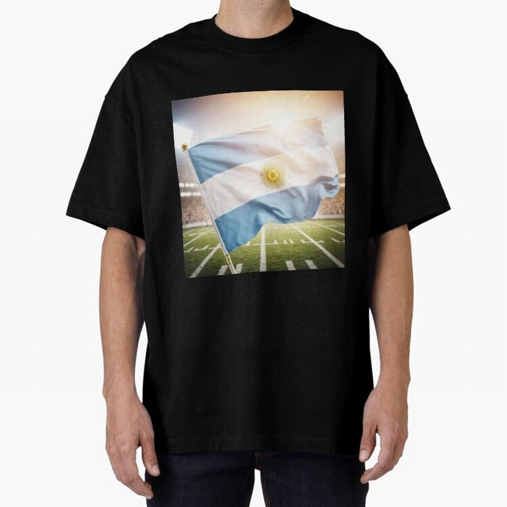Argentina Flag 3D Football Design ¨C Supporters Argentina Classic T-Shirt Celebrate Fan Favorites in Match Day Hype around FIFA World Cup 2026 USA Canada Mexico, Haaland and Mbappe, France, Soccer Culture, Superstar Moments, National Team Dreams