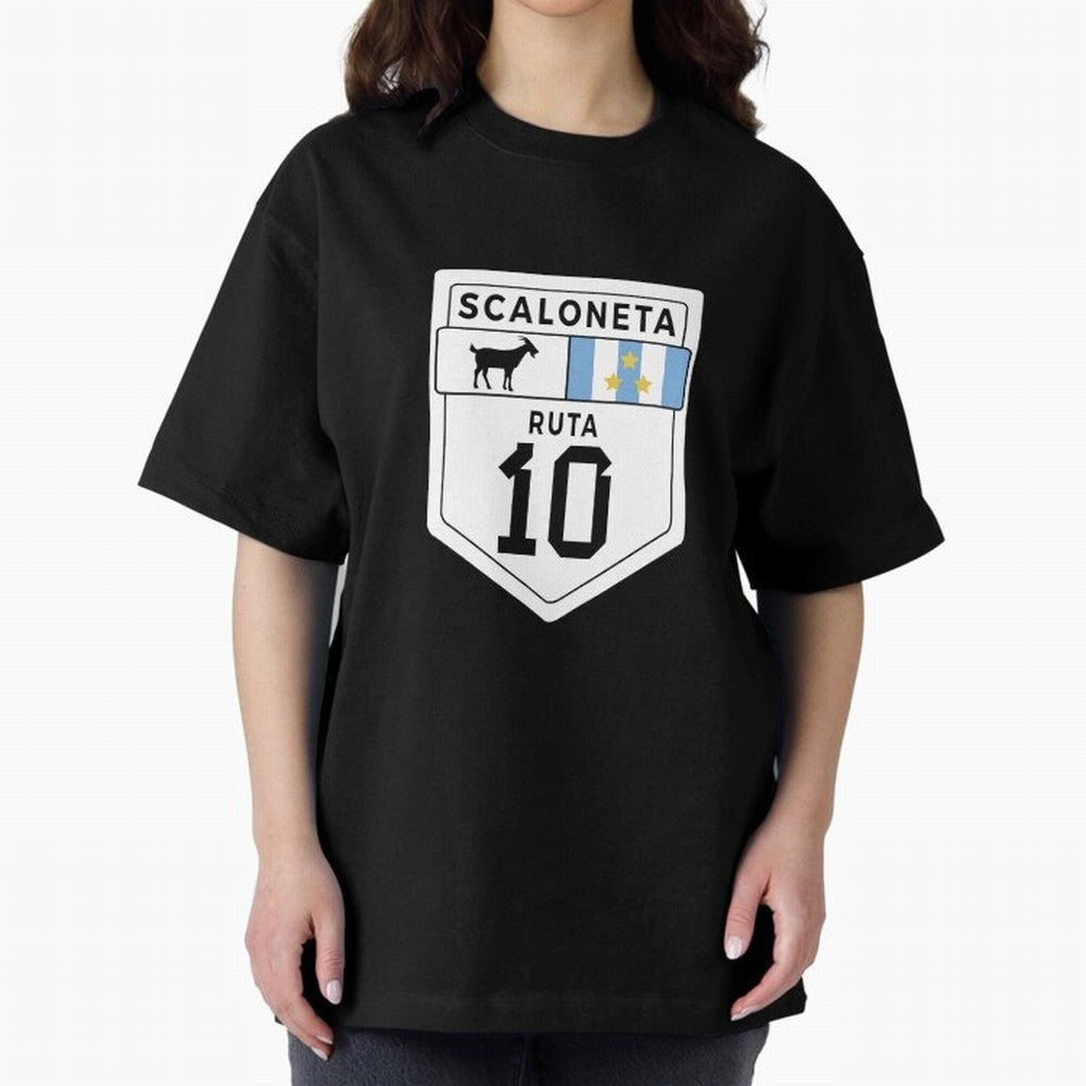 Scaloneta - Messi 10 - Goat Oversized T-Shirt Stand Proud for FIFA World Cup 2026 Spirit, Built around Netherlands, Mbappe, Sports Nostalgia, International Competition, Famous Players and Unforgettable Victories; Great for Watch Parties, Sports