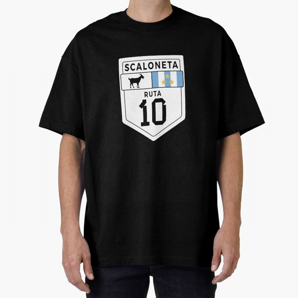 Scaloneta - Messi 10 - Goat Oversized T-Shirt Stand Proud for FIFA World Cup 2026 Spirit, Built around Netherlands, Mbappe, Sports Nostalgia, International Competition, Famous Players and Unforgettable Victories; Great for Watch Parties, Sports
