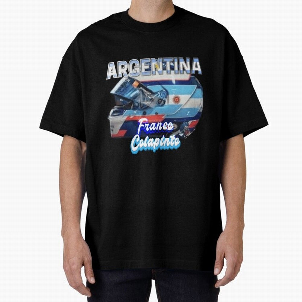 5306 Colapinto Helmet Argentina Oversized T-Shirt Get Ready for FIFA World Cup 2026 Spirit, with Brazil, Messi, CR7 and Mbappe, Tournament Hype, Historic Matchups, Family Viewing Parties and Global Sports Pride; Great for Watch Parties, Sports
