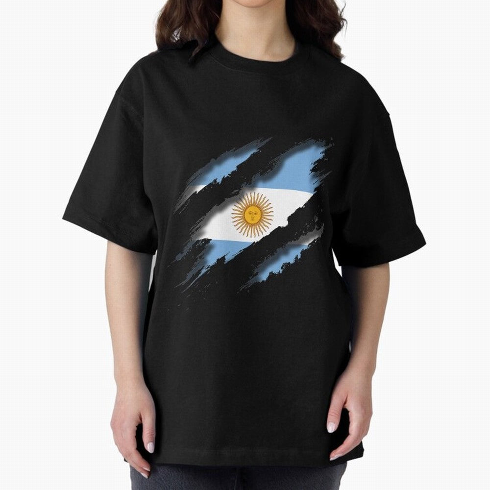 Argentina Tearing a New One Oversized T-Shirt Upgrade FIFA World Cup 2026 USA Canada Mexico for Fans of Haaland and Mbappe and Argentina, Bringing Stadium Memories, Football Loyalty, International Chants and Championship Tradition; Built for