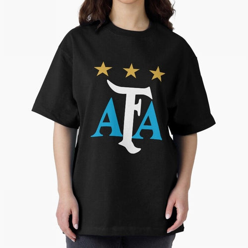 AFA logo - Argentina (light blue, white & gold) Oversized T-Shirt Discover Match Day Hype around FIFA World Cup 2026, Cristiano Ronaldo, Haaland and CR7, Brazil, Vintage Soccer Flavor, Modern Football Stars, National Flags and Final Night Emotion;