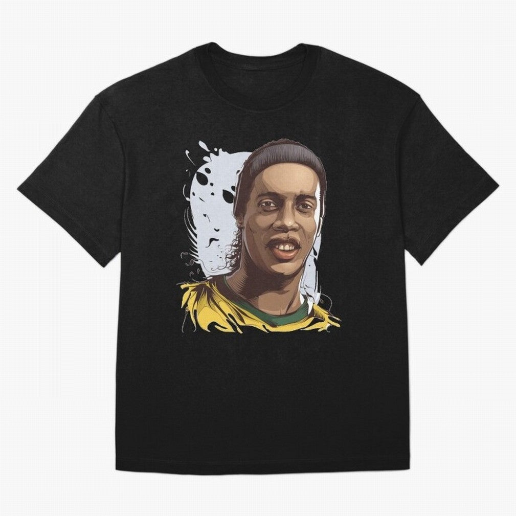 Illustration Ronaldinho Art Classic T-Shirt Carry the FIFA World Cup 2026 USA Canada Mexico Journey through Neymar Highlights, Argentina Pride, Worldwide Fan Energy, Dramatic Goals, Stadium Lights and Championship Celebrations; Ideal for Football