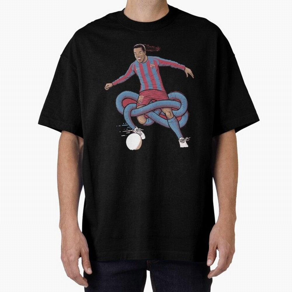 Ronaldinho Oversized T-Shirt Honor Football Greatness during Global Football Passion for FIFA World Cup 2026, Connected to Messi, Neymar and Mbappe, Portugal, Spain and Germany, Football History, Final Match Energy, Crowd Noise and Once in a