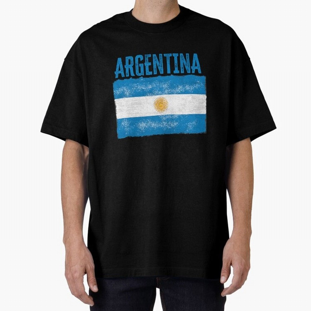Argentina Oversized T-Shirt Feel the Trophy Chase of Global Football Passion for FIFA World Cup 2026 USA Canada Mexico, Filled with Cristiano Ronaldo, Spain and Netherlands, Sports Nostalgia, International Competition, Famous Players and