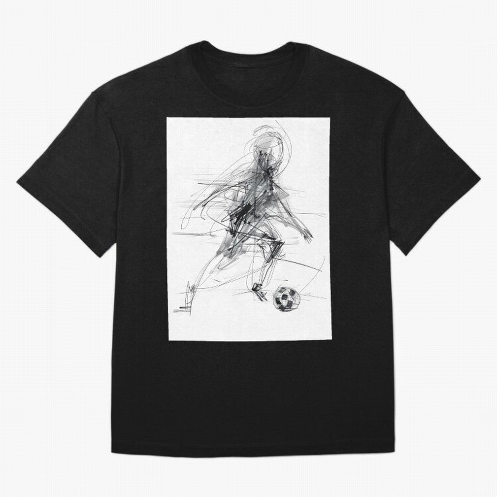 Abstract Soccer Player Sketch ¡ª Minimal Line Art Design Premium T-Shirt Relive the FIFA World Cup 2026 Group Stage Journey through Mbappe and Neymar Highlights, France and Portugal Pride, Fan Favorite Moments, National Team Passion, Big Match