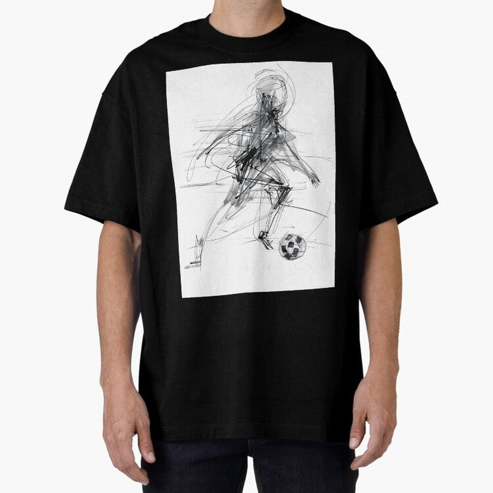 Abstract Soccer Player Sketch ¡ª Minimal Line Art Design Premium T-Shirt Relive the FIFA World Cup 2026 Group Stage Journey through Mbappe and Neymar Highlights, France and Portugal Pride, Fan Favorite Moments, National Team Passion, Big Match