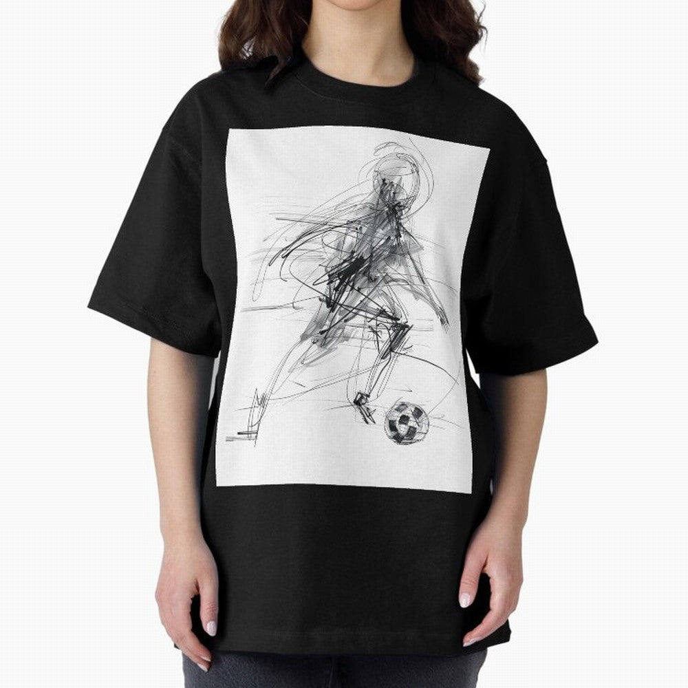 Abstract Soccer Player Sketch ¡ª Minimal Line Art Design Premium T-Shirt Relive the FIFA World Cup 2026 Group Stage Journey through Mbappe and Neymar Highlights, France and Portugal Pride, Fan Favorite Moments, National Team Passion, Big Match