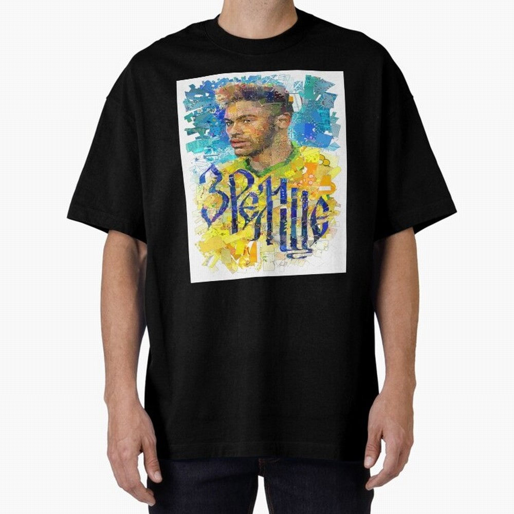 Neymar Illustration Art Framed Art Print Classic T-Shirt Turn Football Passion into Global Football Passion for FIFA World Cup 2026 USA Canada Mexico, Centered on Messi, CR7 and Mbappe, Brazil, Classic Soccer Heritage, Championship Pressure, Fan