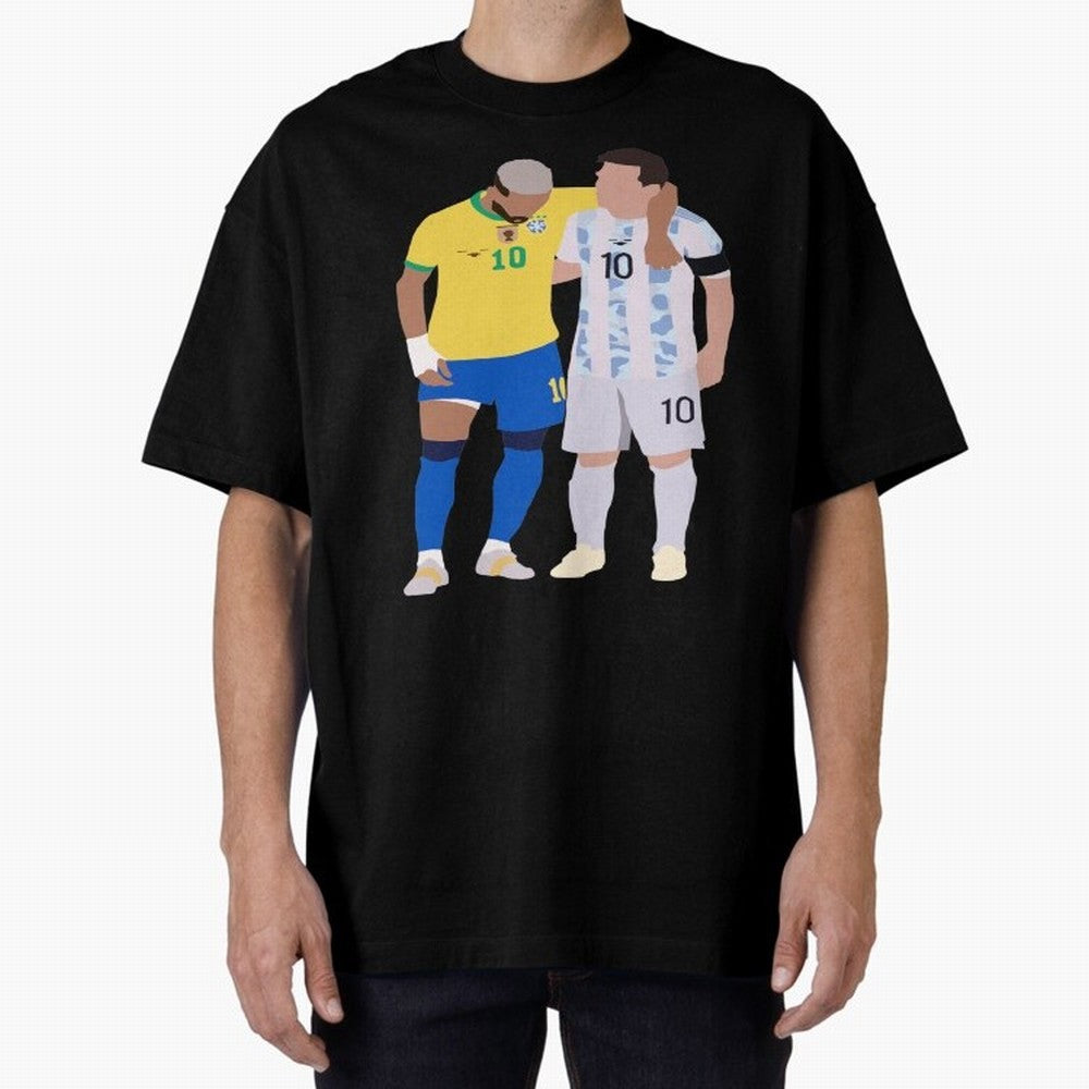 Messi and Neymar Copa America Friends Oversized T-Shirt Live for the Drama of FIFA World Cup 2026 USA Canada Mexico Spirit, with Brazil, Portugal and Argentina, Neymar, Haaland and Cristiano Ronaldo, Stadium Memories, Football Loyalty,