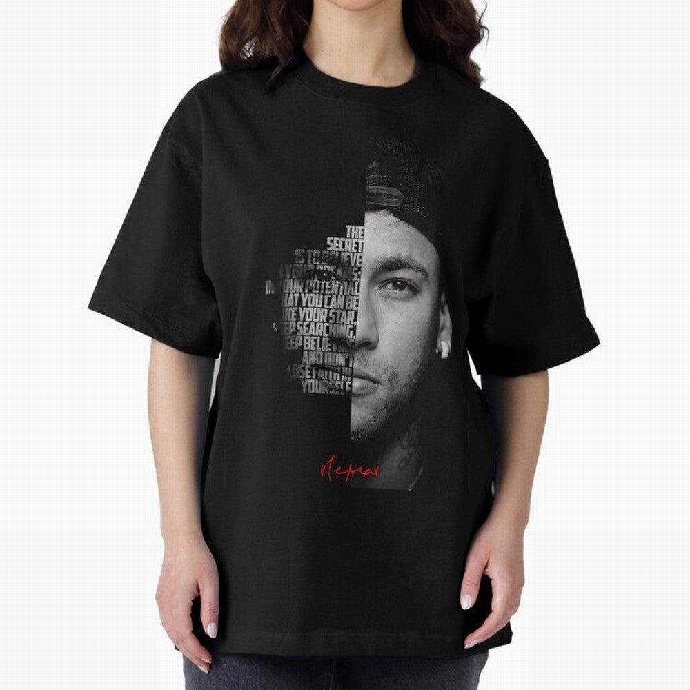 Black and white Neymar Jr quote. Oversized T-Shirt Step into Global Football Passion for FIFA World Cup 2026 Group Stage, Built around Messi, CR7 and Mbappe, Brazil, Portugal and Argentina, Sports Nostalgia, International Competition, Famous