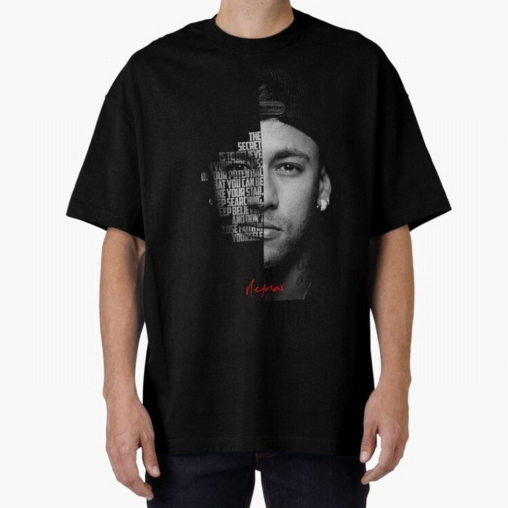 Black and white Neymar Jr quote. Oversized T-Shirt Step into Global Football Passion for FIFA World Cup 2026 Group Stage, Built around Messi, CR7 and Mbappe, Brazil, Portugal and Argentina, Sports Nostalgia, International Competition, Famous