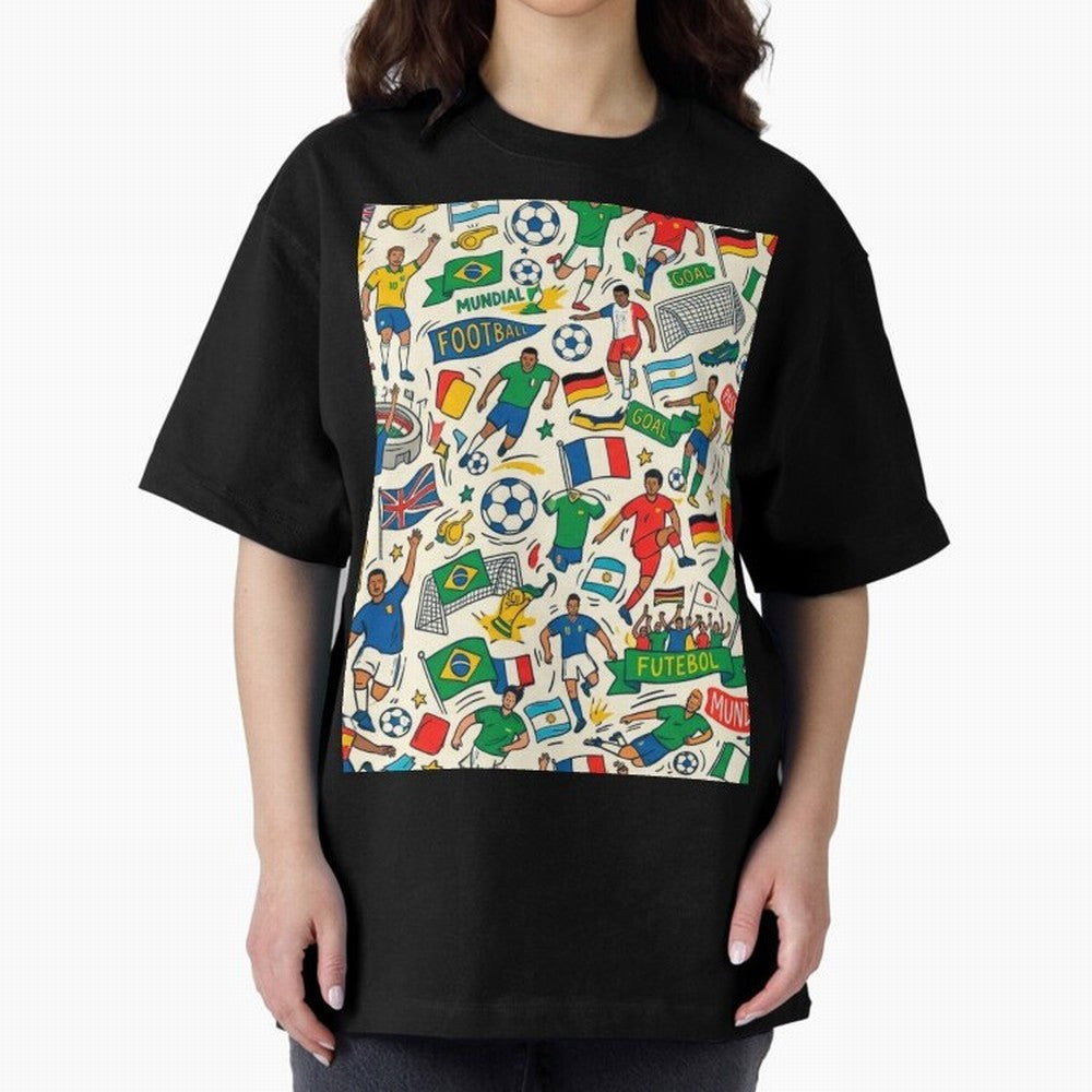 World Cup 2026: Global Football Fever Oversized T-Shirt Bring Bold Fan Energy to FIFA World Cup 2026 Group Stage for Fans of Messi and England, Bringing Tournament Hype, Historic Matchups, Family Viewing Parties and Global Sports Pride; Perfect for