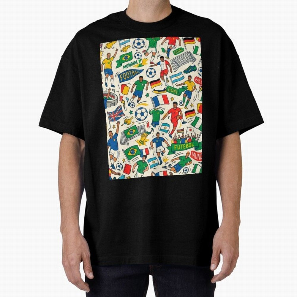 World Cup 2026: Global Football Fever Oversized T-Shirt Bring Bold Fan Energy to FIFA World Cup 2026 Group Stage for Fans of Messi and England, Bringing Tournament Hype, Historic Matchups, Family Viewing Parties and Global Sports Pride; Perfect for