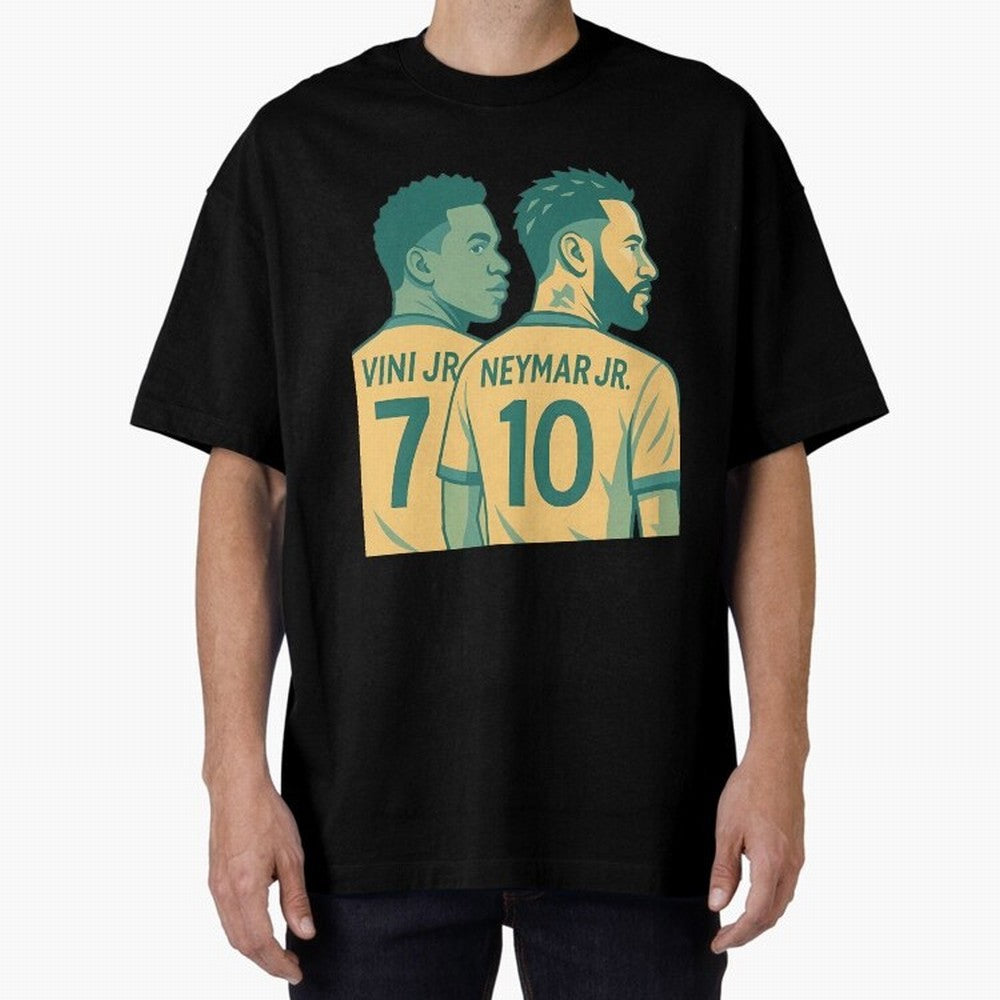 Vini Jr and Neymar Jr side-by-side Classic T-Shirt Support Iconic Players in FIFA World Cup 2026 USA Canada Mexico Inspired by Cristiano Ronaldo, Spain and Netherlands Energy, Retro Football Energy, Iconic Rivalries, Trophy Chase Drama and Stadium