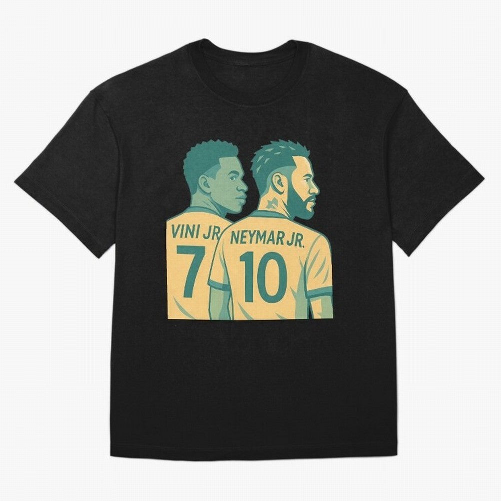 Vini Jr and Neymar Jr side-by-side Classic T-Shirt Support Iconic Players in FIFA World Cup 2026 USA Canada Mexico Inspired by Cristiano Ronaldo, Spain and Netherlands Energy, Retro Football Energy, Iconic Rivalries, Trophy Chase Drama and Stadium