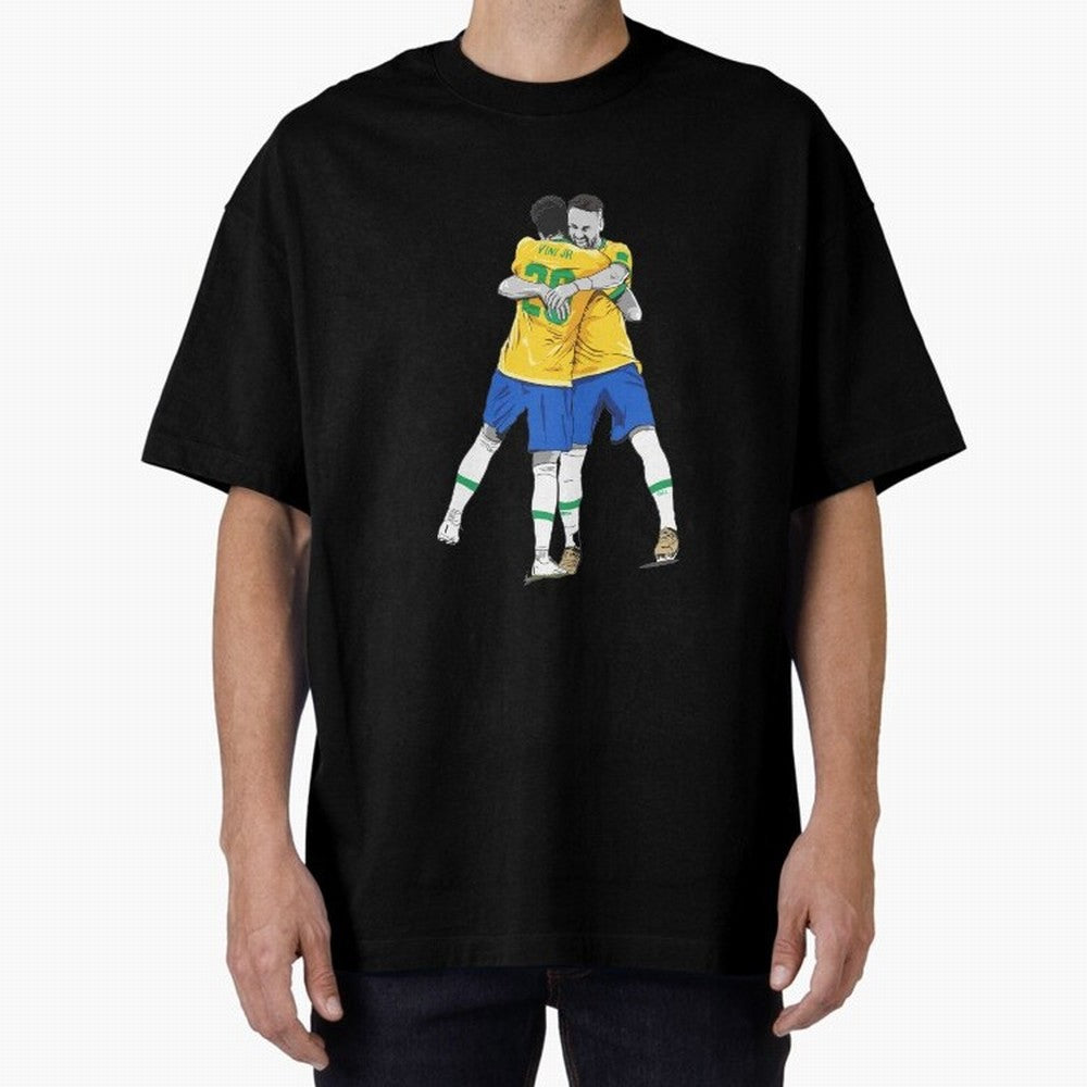 BRAZIL Neymar Jr and Vini Jr World Cup Celebration Oversized T-Shirt Support Iconic Players in Global Football Passion for FIFA World Cup 2026 Group Stage, Inspired by CR7, Germany, Match Day Excitement, Supporter Culture, Golden Goals and Global