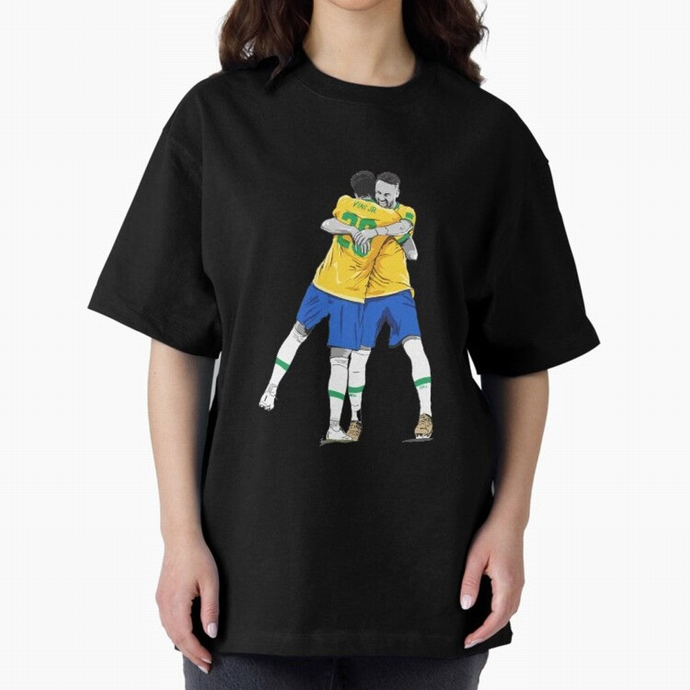 BRAZIL Neymar Jr and Vini Jr World Cup Celebration Oversized T-Shirt Support Iconic Players in Global Football Passion for FIFA World Cup 2026 Group Stage, Inspired by CR7, Germany, Match Day Excitement, Supporter Culture, Golden Goals and Global