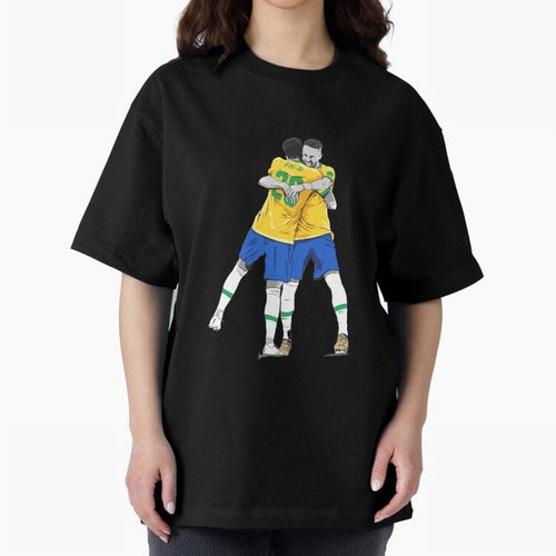 BRAZIL Neymar Jr and Vini Jr World Cup Celebration Oversized T-Shirt Support Iconic Players in Global Football Passion for FIFA World Cup 2026 Group Stage, Inspired by CR7, Germany, Match Day Excitement, Supporter Culture, Golden Goals and Global