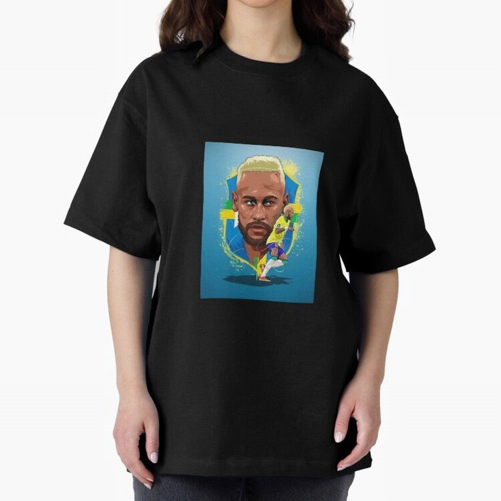 neymar art - neymar illustration T Shirt Oversized T-Shirt Spotlight Global Football Passion for FIFA World Cup 2026 USA Canada Mexico, with Messi and Cristiano Ronaldo, England, France and Netherlands, Soccer Culture, Superstar Moments, National
