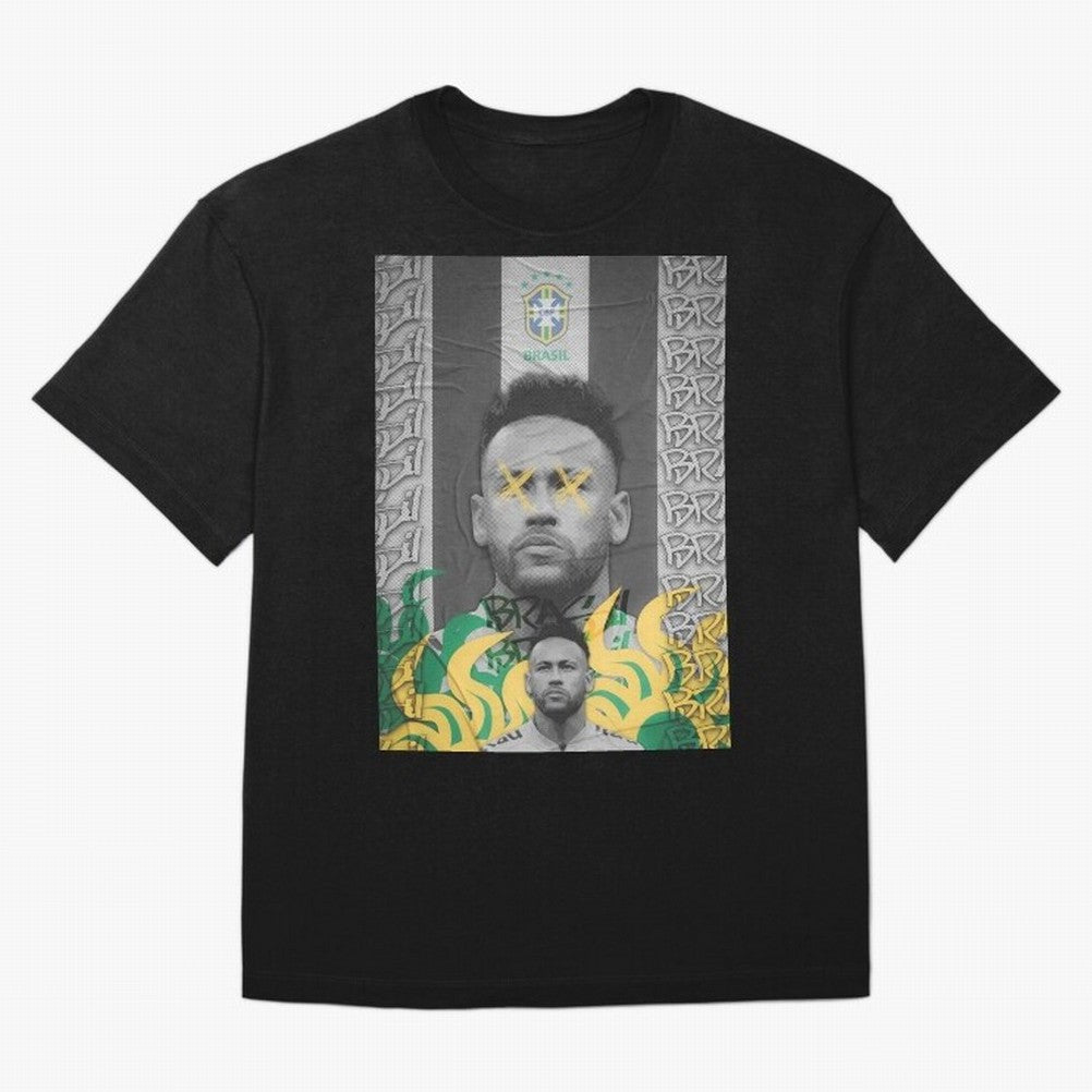 Brazil Football Star Grunge Poster Oversized T-Shirt Represent Fans Who Live for the FIFA World Cup 2026 Journey through Messi, CR7 and Mbappe Highlights, Argentina, France and Brazil Pride, Football Passion, Legendary Performances, Festival Vibes