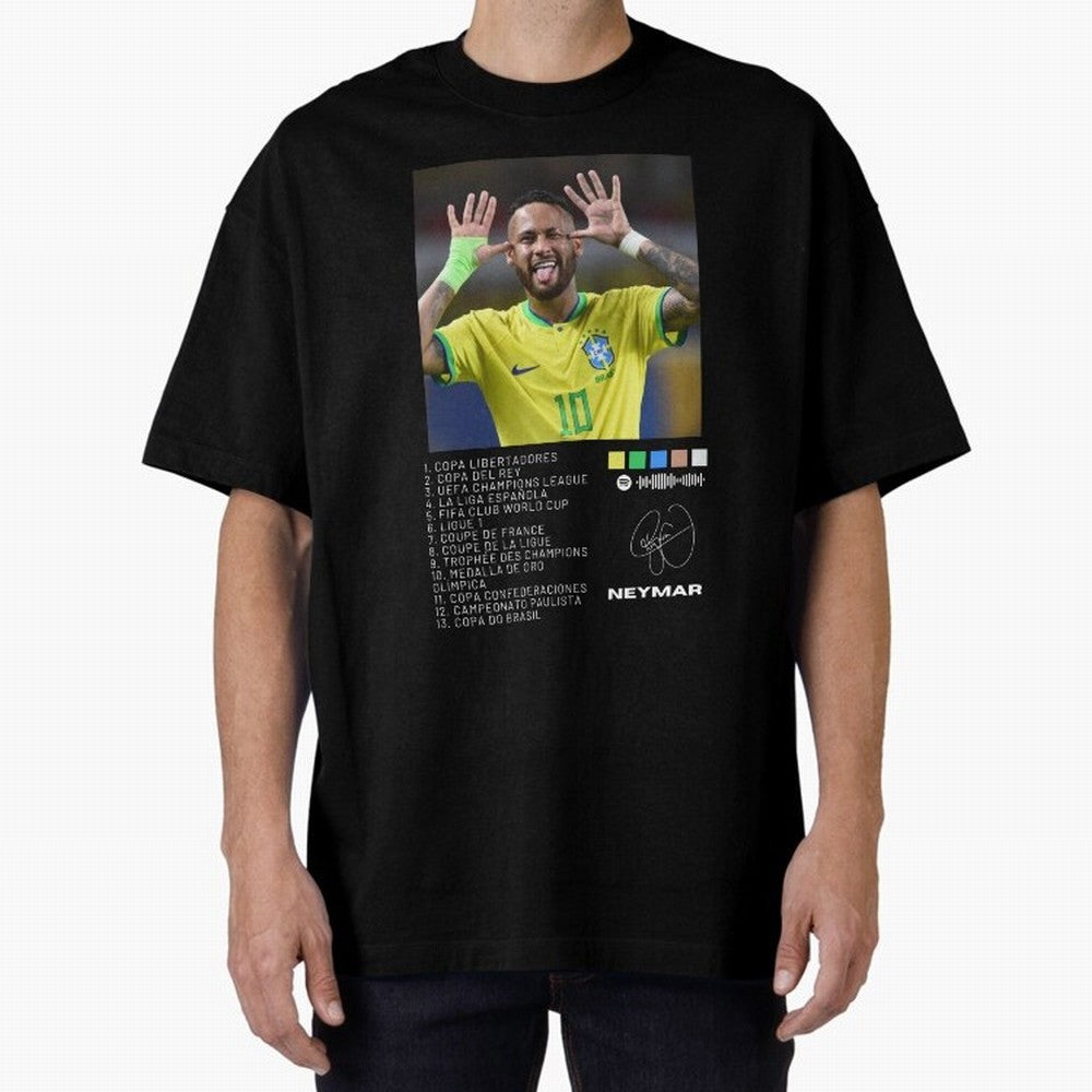 Neymar Brazil 10 Oversized T-Shirt Bring a Vintage Feel to the FIFA World Cup 2026 Journey through Mbappe and Neymar Highlights, France Pride, Championship Spirit, Famous Goals, Roaring Crowds and International Football Unity; Ideal for Fans Who