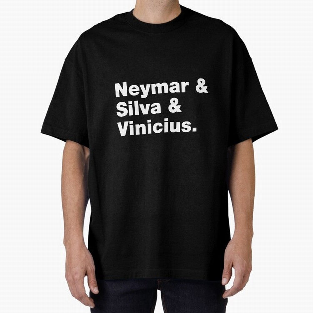 Neymar + Silva + Vinicius - Brazil Brazilian World Cup Squad Team Players Football Soccer Qatar WC 22 Oversized T-Shirt Celebrate Unforgettable Nights in Match Day Hype around FIFA World Cup 2026 Group Stage, Haaland, Brazil, Portugal and