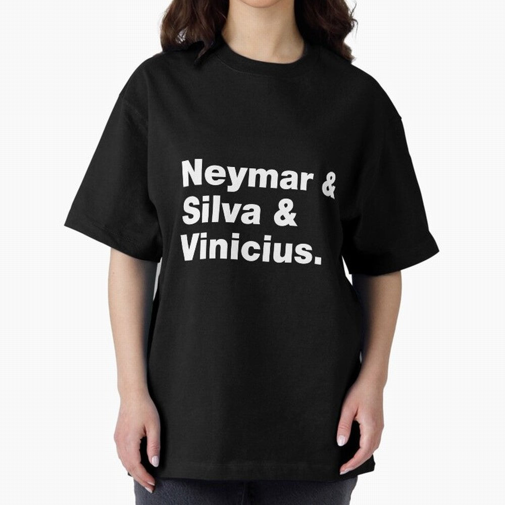 Neymar + Silva + Vinicius - Brazil Brazilian World Cup Squad Team Players Football Soccer Qatar WC 22 Oversized T-Shirt Celebrate Unforgettable Nights in Match Day Hype around FIFA World Cup 2026 Group Stage, Haaland, Brazil, Portugal and