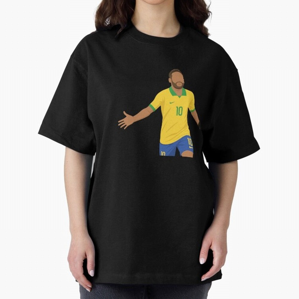 Neymar Jr in Yellow Glory Sticker Oversized T-Shirt Show Passion for the Stars of FIFA World Cup 2026 for Fans of Neymar and Brazil, Bringing Championship Spirit, Famous Goals, Roaring Crowds and International Football Unity; Great for Supporters