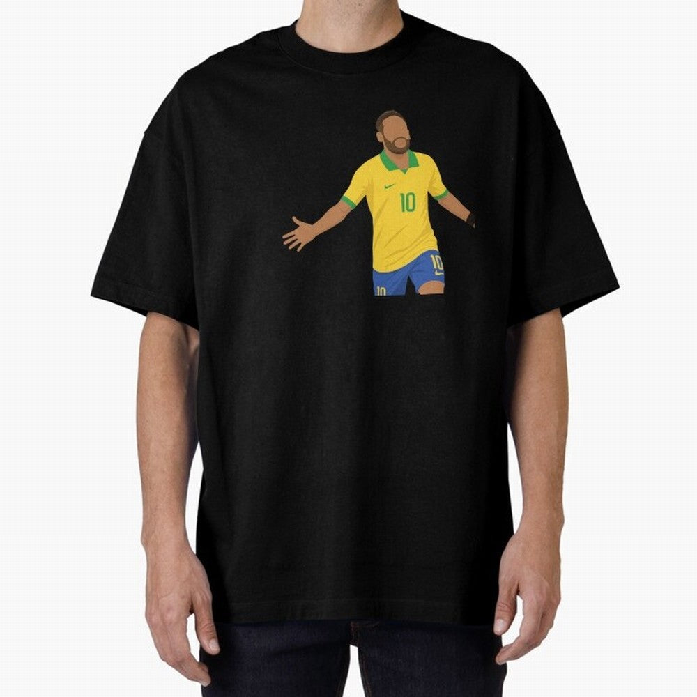 Neymar Jr in Yellow Glory Sticker Oversized T-Shirt Show Passion for the Stars of FIFA World Cup 2026 for Fans of Neymar and Brazil, Bringing Championship Spirit, Famous Goals, Roaring Crowds and International Football Unity; Great for Supporters