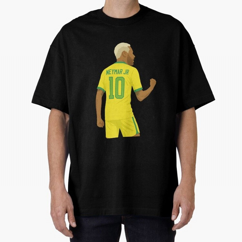 Neymar Jr in Yellow Glory Sticker Oversized T-Shirt Relive Legendary Nights from FIFA World Cup 2026 USA Canada Mexico Spirit, Driven by Argentina and Brazil, Messi and Cristiano Ronaldo, Champion Mindset, Group Stage Buzz, Knockout Tension and
