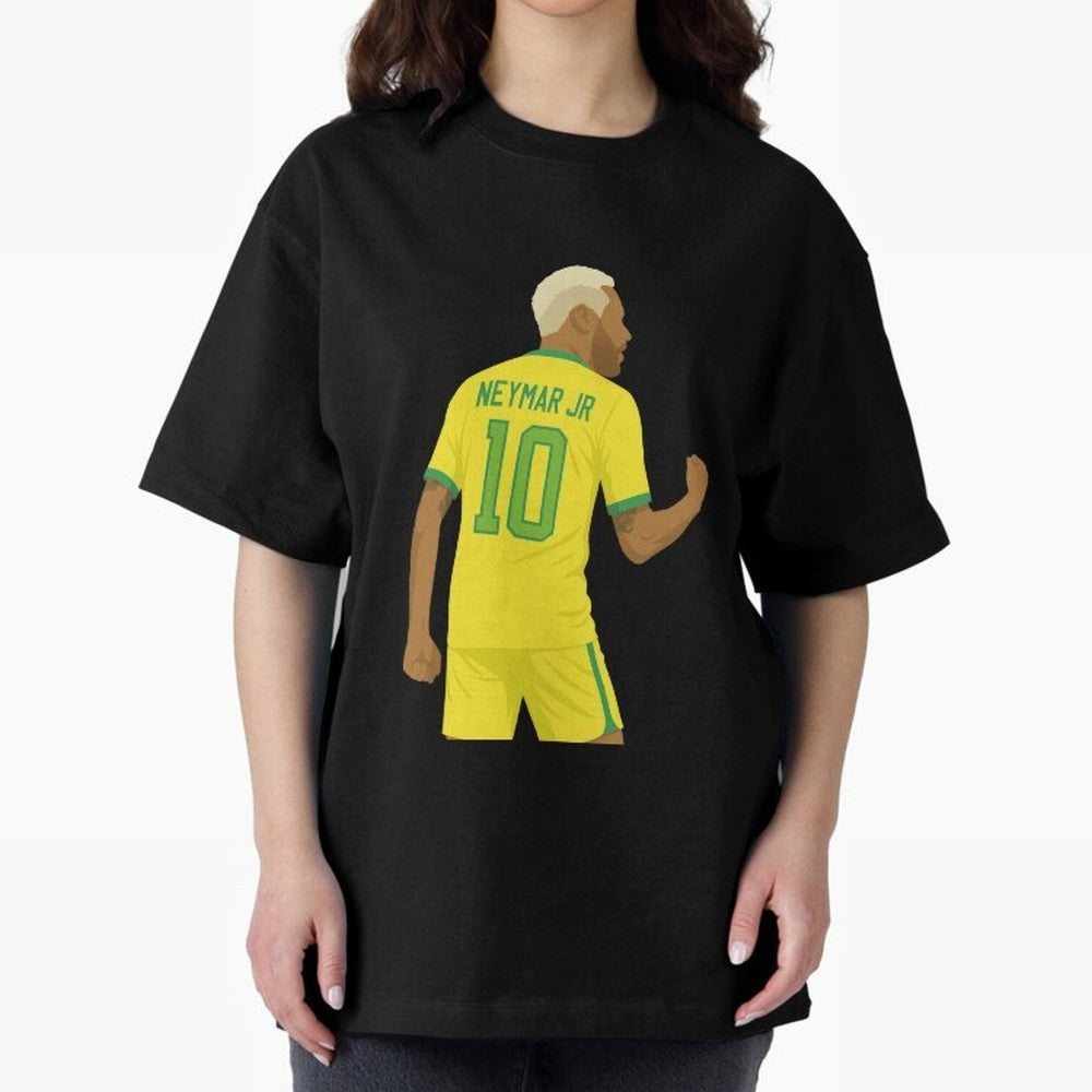 Neymar Jr in Yellow Glory Sticker Oversized T-Shirt Relive Legendary Nights from FIFA World Cup 2026 USA Canada Mexico Spirit, Driven by Argentina and Brazil, Messi and Cristiano Ronaldo, Champion Mindset, Group Stage Buzz, Knockout Tension and