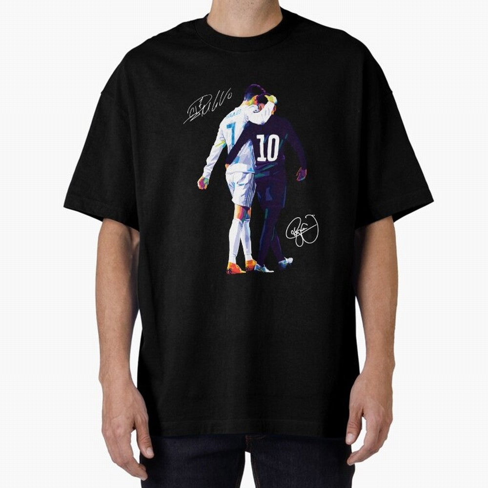 Cristiano Ronaldo and Neymar Jr Wpap Art Oversized T-Shirt Relive Legendary Nights from FIFA World Cup 2026 Group Stage Celebrating CR7 and Messi, England and Germany Energy, Sports Nostalgia, International Competition, Famous Players and