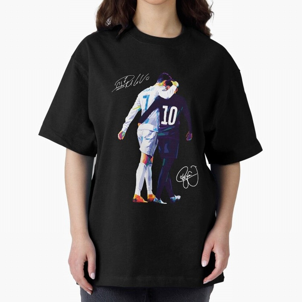 Cristiano Ronaldo and Neymar Jr Wpap Art Oversized T-Shirt Relive Legendary Nights from FIFA World Cup 2026 Group Stage Celebrating CR7 and Messi, England and Germany Energy, Sports Nostalgia, International Competition, Famous Players and