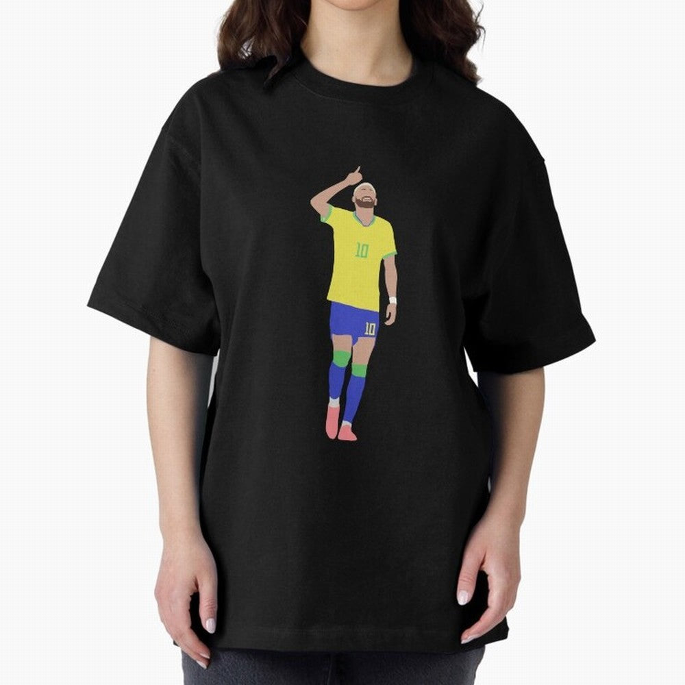 Neymar Brazil Football Captain Oversized T-Shirt Feel the Trophy Chase of Global Football Passion for FIFA World Cup 2026 Group Stage, Inspired by CR7, England and Germany, Vintage Soccer Flavor, Modern Football Stars, National Flags and Final