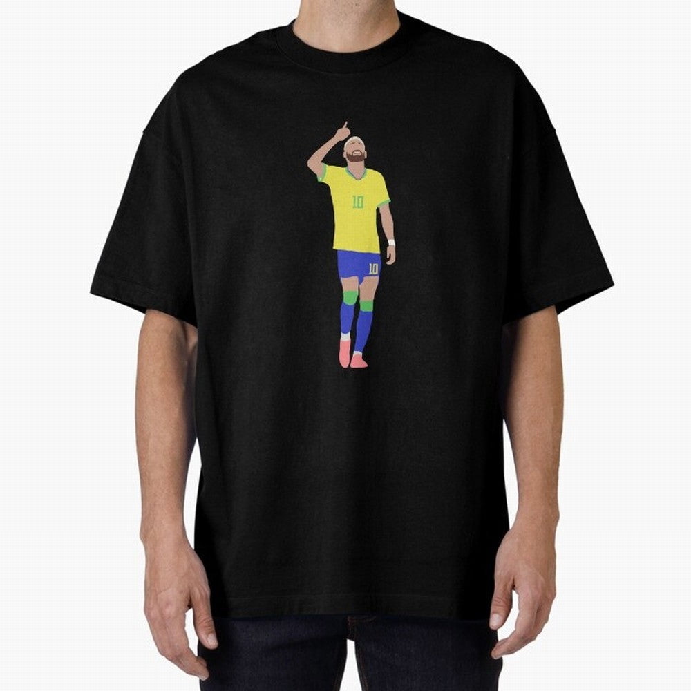 Neymar Brazil Football Captain Oversized T-Shirt Feel the Trophy Chase of Global Football Passion for FIFA World Cup 2026 Group Stage, Inspired by CR7, England and Germany, Vintage Soccer Flavor, Modern Football Stars, National Flags and Final