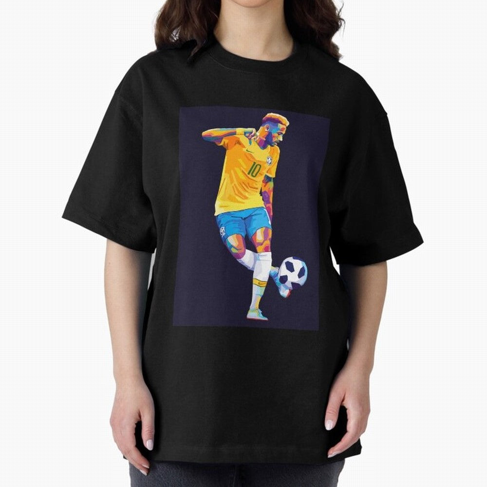 Neymar Jr Wpap pop art Oversized T-Shirt Make Memories around Global Football Passion for FIFA World Cup 2026 Group Stage, Filled with Messi, Neymar and Mbappe, Brazil, Worldwide Fan Energy, Dramatic Goals, Stadium Lights and Championship