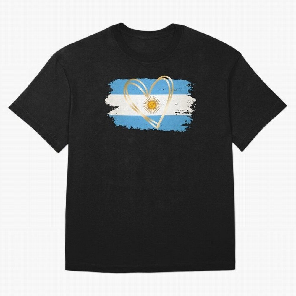ARGENTINA FLAG WITH GOLDEN HEART Classic T-Shirt Discover the FIFA World Cup 2026 USA Canada Mexico Journey through Messi, CR7 and Mbappe Highlights, France Pride, Stadium Chants, National Pride, Trophy Dreams and Unforgettable Football Memories;