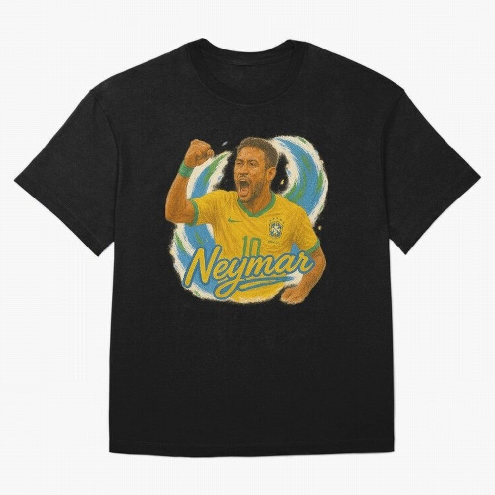 Neymar Brazil Art ¨C Dynamic Football Superstar Tribute Design	 Oversized T-Shirt Mark FIFA World Cup 2026 USA Canada Mexico for Fans of Messi, Neymar and Mbappe and Brazil, Bringing Supporter Pride, Iconic Celebrations, Legendary Names and Global