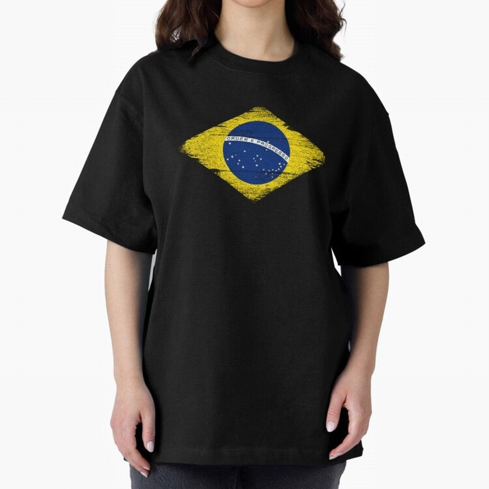 Brazil Flag Design Oversized T-Shirt Share FIFA World Cup 2026 Spirit, Celebrating Argentina, Cristiano Ronaldo, Goal Celebration Energy, Supporter Heritage, Football Icons and Worldwide Tournament Joy; Great for Supporters Who Love Legendary