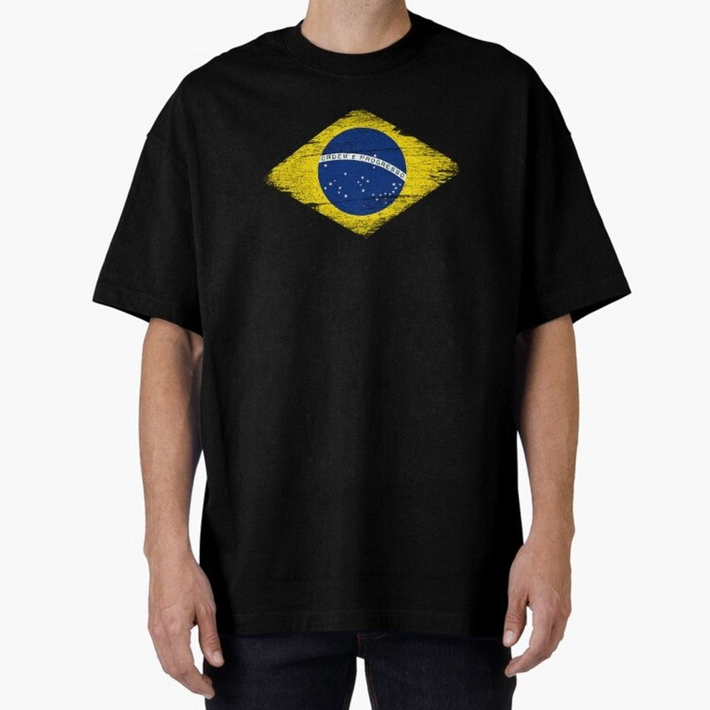 Brazil Flag Design Oversized T-Shirt Share FIFA World Cup 2026 Spirit, Celebrating Argentina, Cristiano Ronaldo, Goal Celebration Energy, Supporter Heritage, Football Icons and Worldwide Tournament Joy; Great for Supporters Who Love Legendary