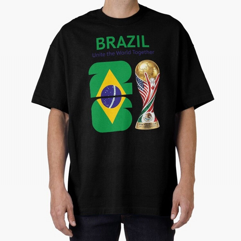 World Cup 2026, IMG 018, BRAZIL 002 Oversized T-Shirt Cheer for FIFA World Cup 2026 for Fans of Neymar and Netherlands, Bringing Football Passion, Legendary Performances, Festival Vibes and Supporter Community; Great for Watch Parties, Sports Bars,