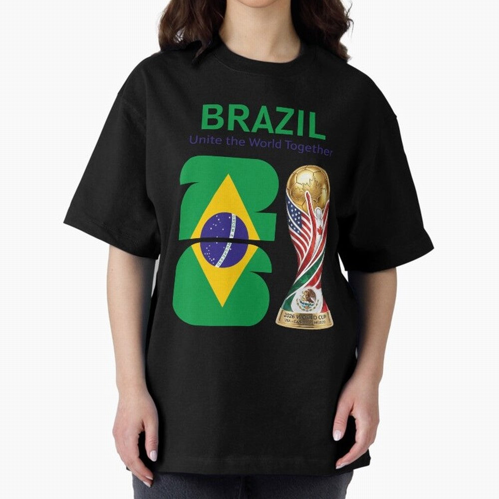 World Cup 2026, IMG 018, BRAZIL 002 Oversized T-Shirt Cheer for FIFA World Cup 2026 for Fans of Neymar and Netherlands, Bringing Football Passion, Legendary Performances, Festival Vibes and Supporter Community; Great for Watch Parties, Sports Bars,