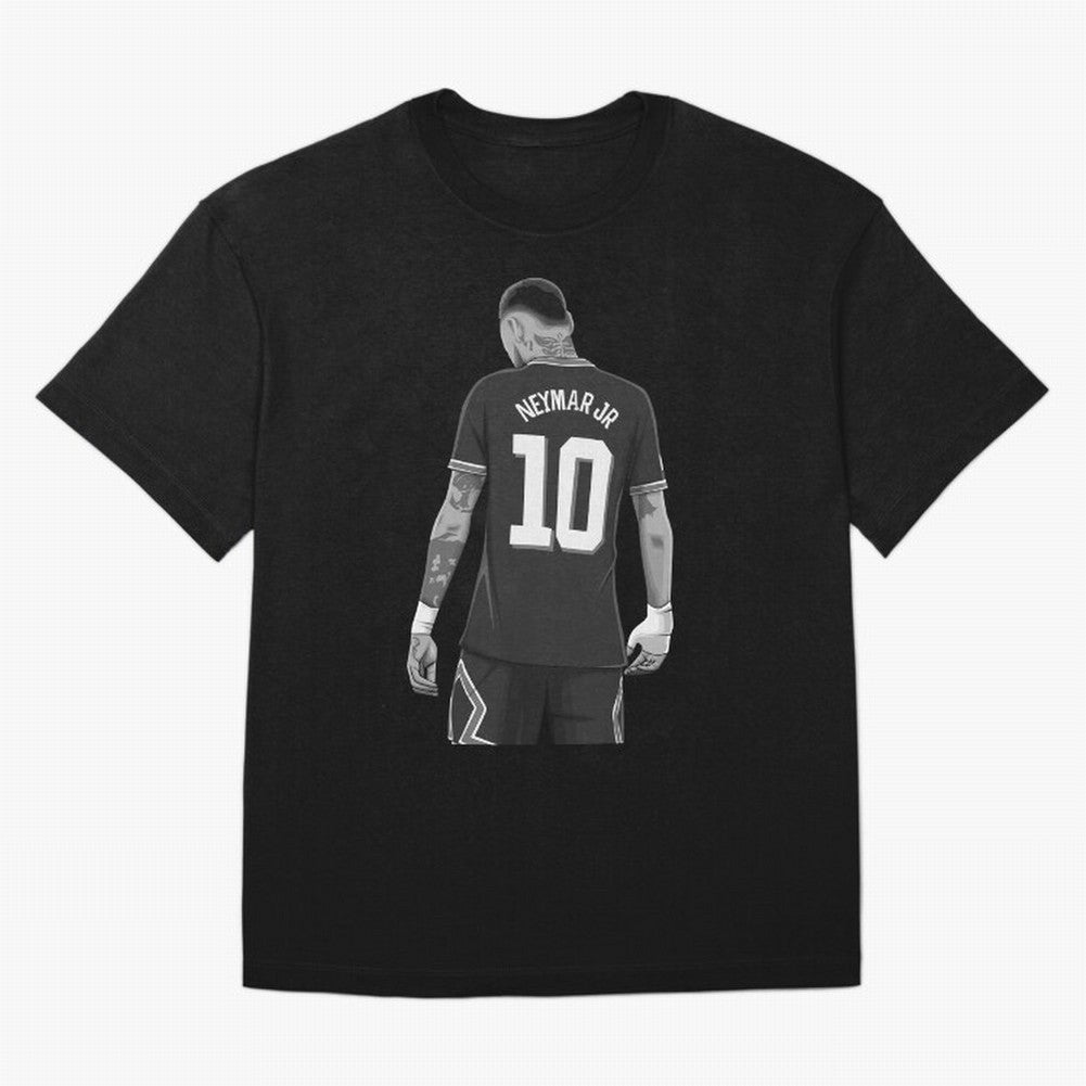 Neymar Jr Black and White Version Oversized T-Shirt Celebrate the Stars of FIFA World Cup 2026 for Fans of CR7 and Portugal, Spain and Germany, Bringing Sports Nostalgia, International Competition, Famous Players and Unforgettable Victories; Ideal